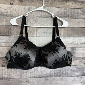 Torrid Black/Gray Floral Lace Push Up Plunge Underwire Women’s 46D